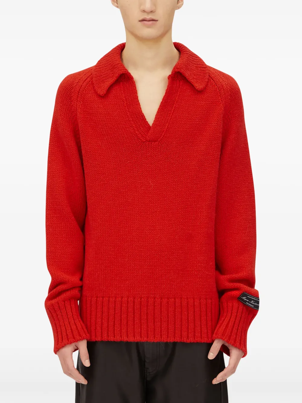 MSGM Trui met klassieke kraag en patch op de mouw Rood