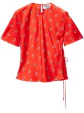 MSGM graphic-print tied blouse - Red