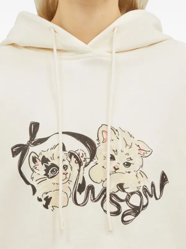 MSGM cat-print Cotton Hoodie | Neutrals | FARFETCH JO