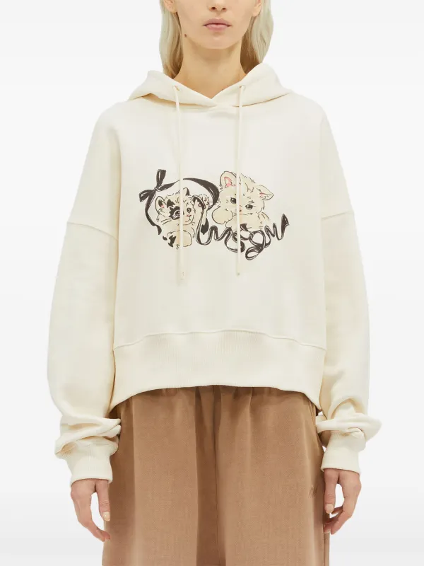 MSGM cat-print Cotton Hoodie | Neutrals | FARFETCH JO