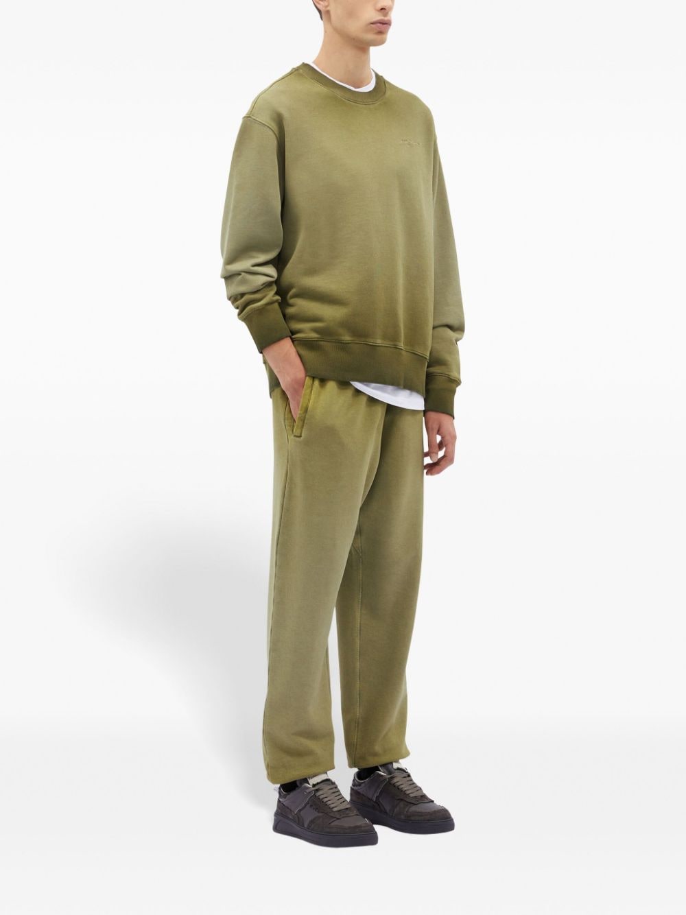 Shop Msgm Drawstring Straight-leg Trousers In Green