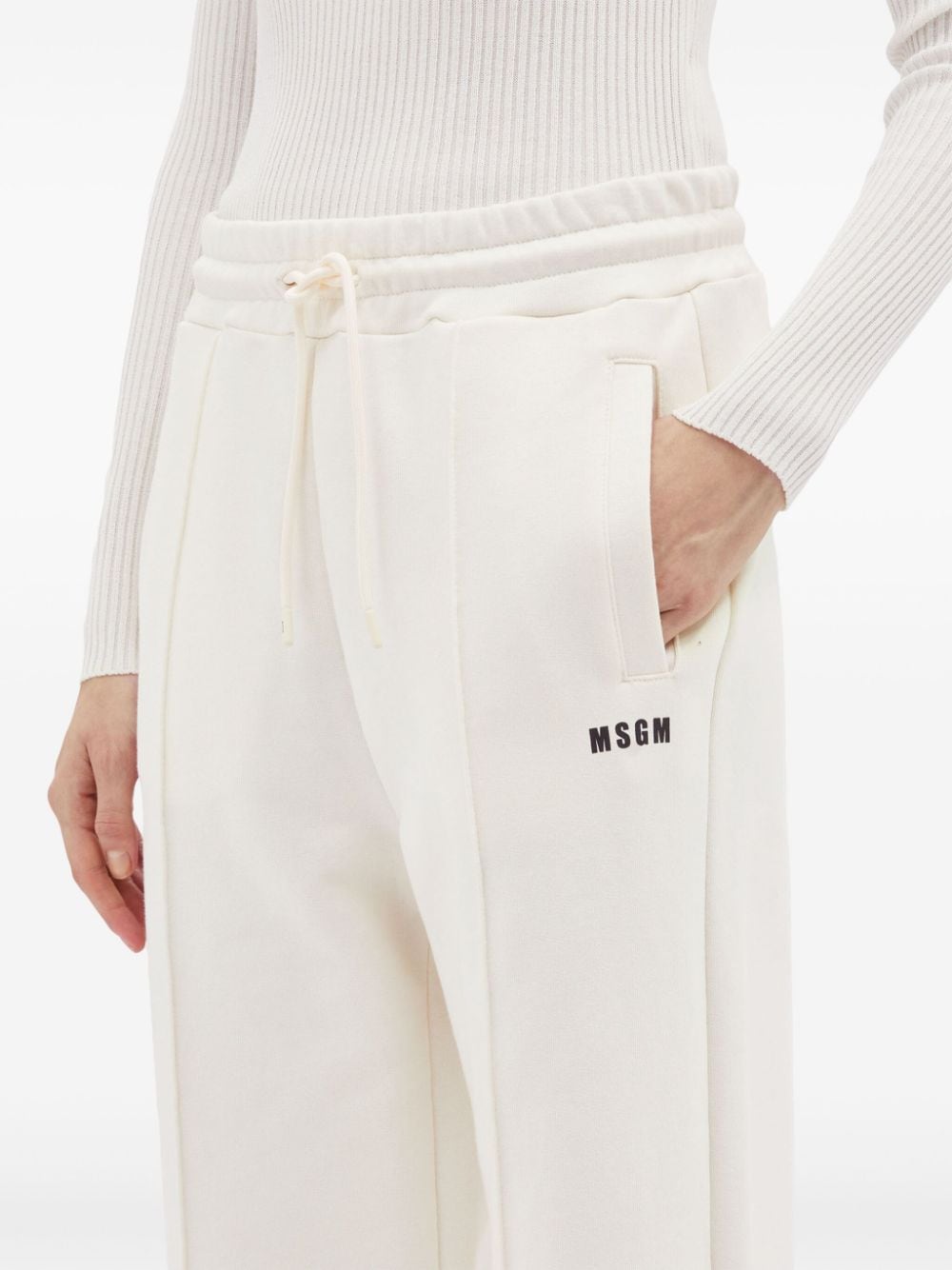 Shop Msgm Logo-print Track Pants In White