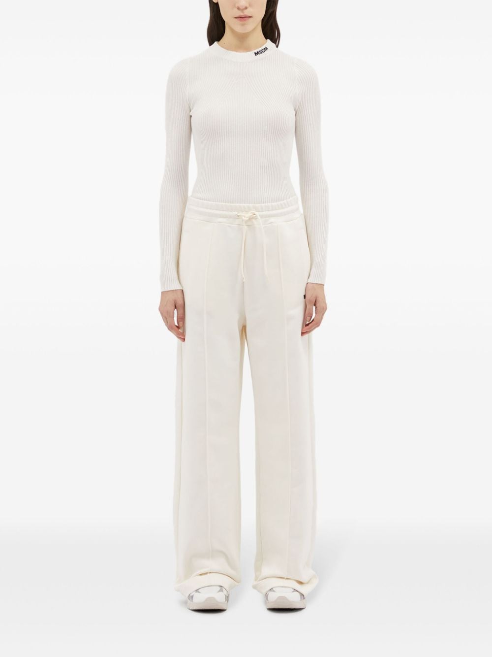 Shop Msgm Logo-print Track Pants In White