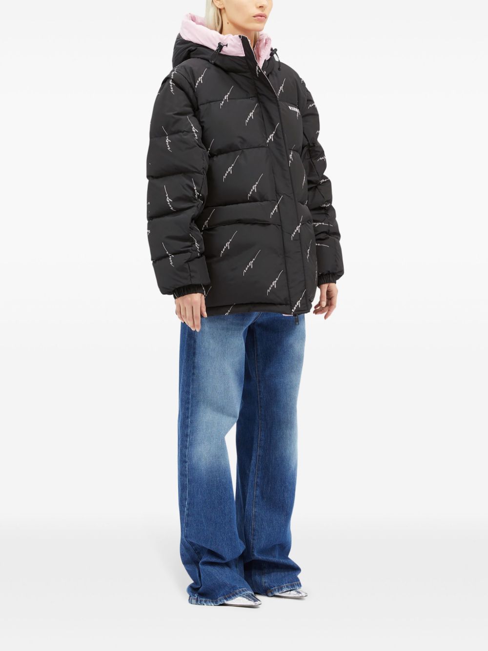 Shop Msgm Quilted Puffer Jacket In Black