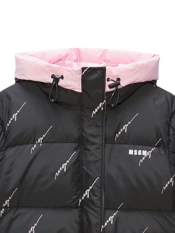 MSGM Quilted Puffer Jacket | Black | FARFETCH BH