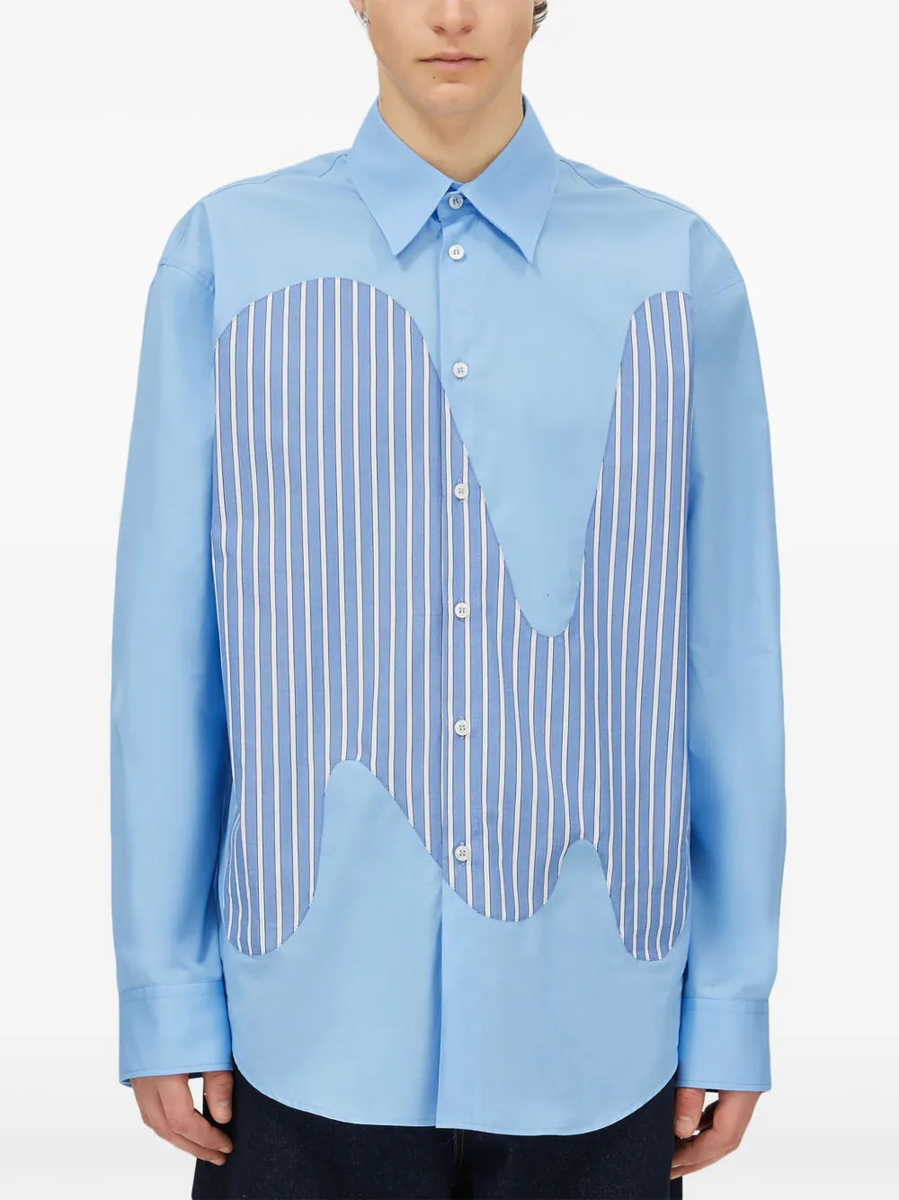MSGM Overhemd met gestreept vlak en knopen Blauw