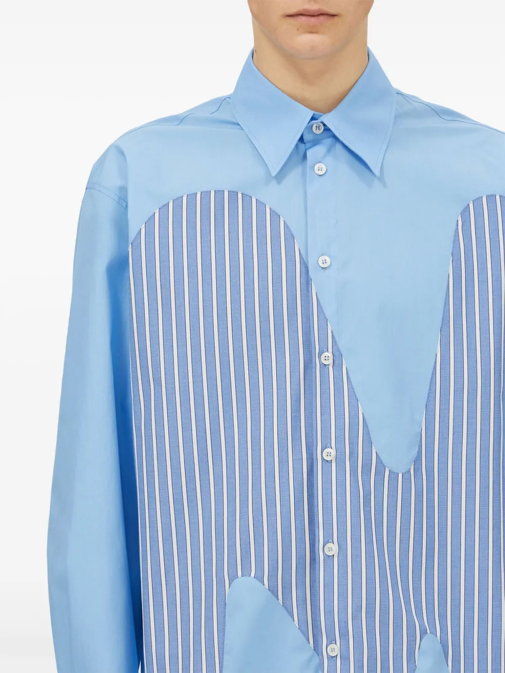 MSGM Overhemd met gestreept vlak en knopen Blauw