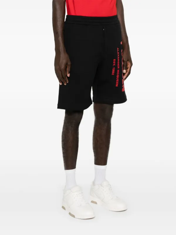 Alexander McQueen logo-print Cotton Shorts | Black | FARFETCH
