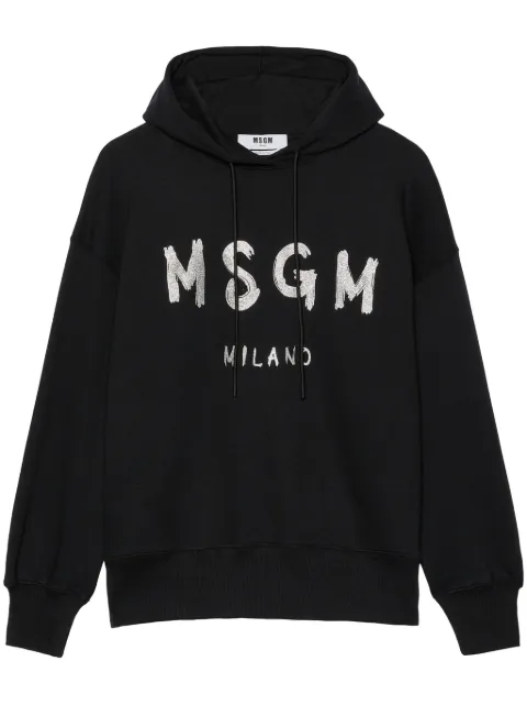 MSGM logo-print cotton hoodie