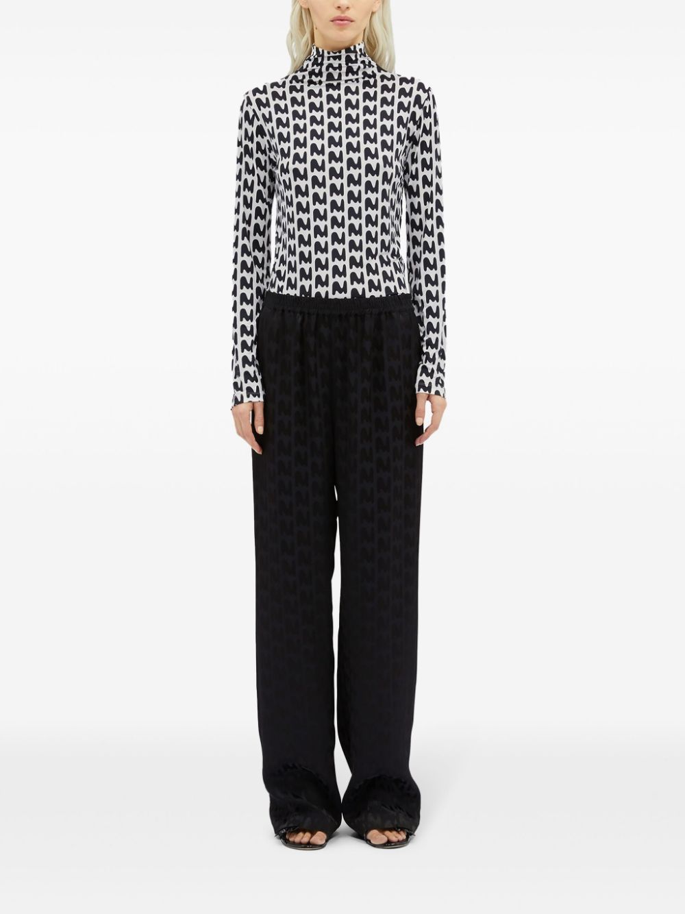 Shop Msgm Elasticated-waist Straight-leg Trousers In Black