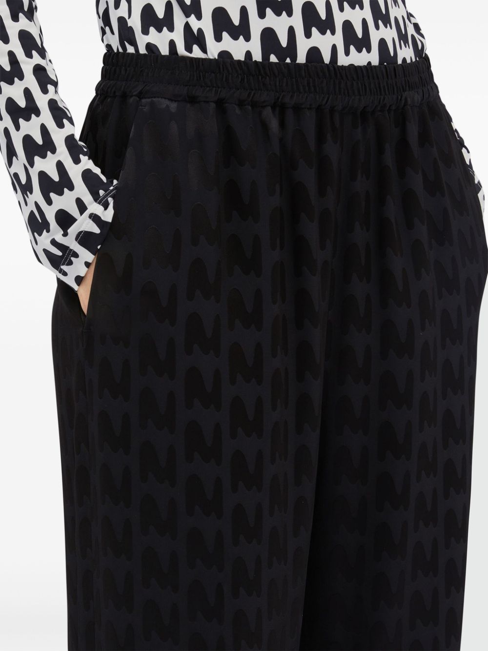 Shop Msgm Elasticated-waist Straight-leg Trousers In Black