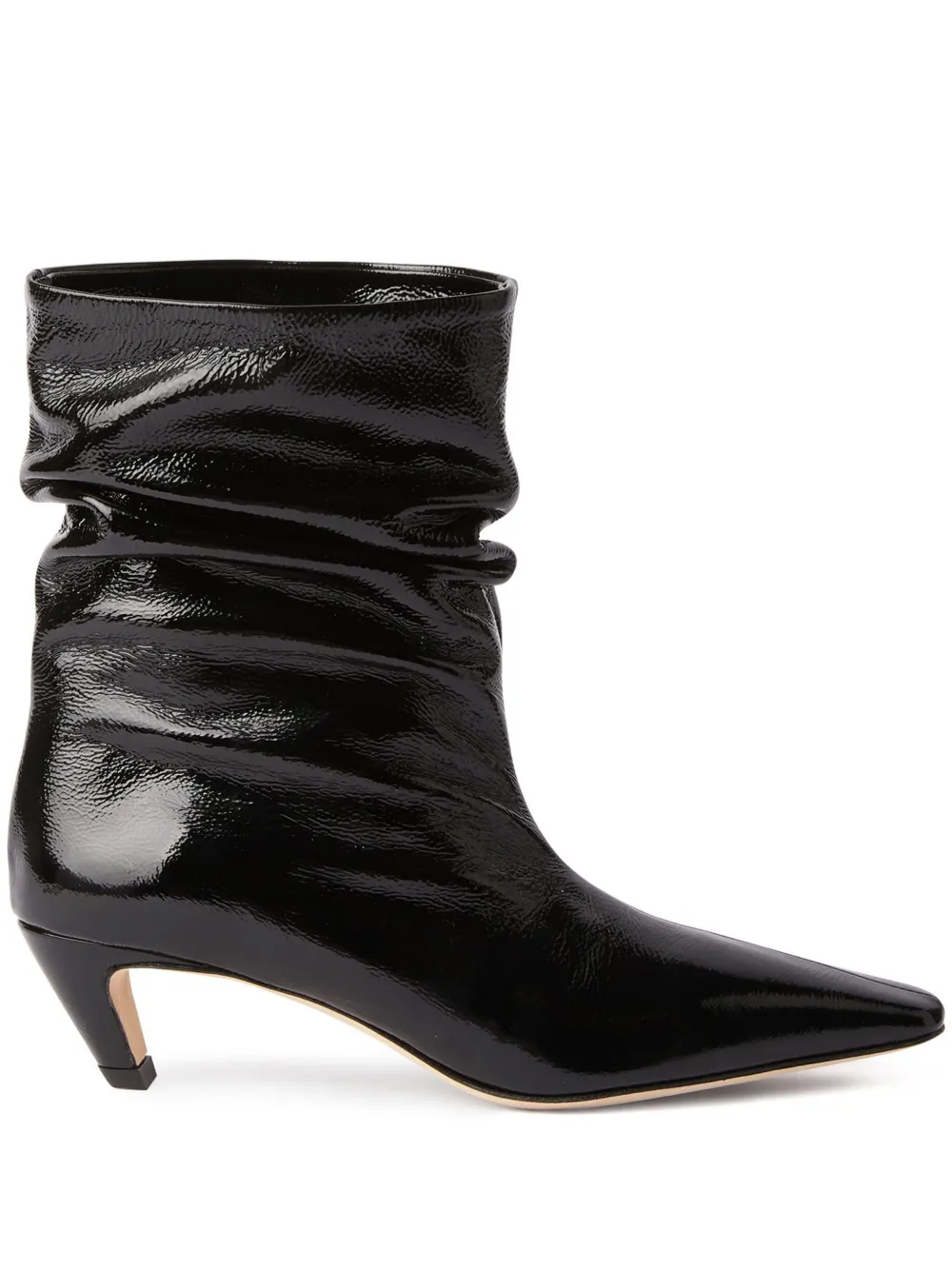 MSGM ruched leather ankle boots Black