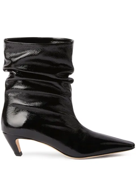 MSGM Bota cano curto de couro franzida