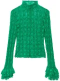 MSGM lace ruffled-cuff T-shirt - Green