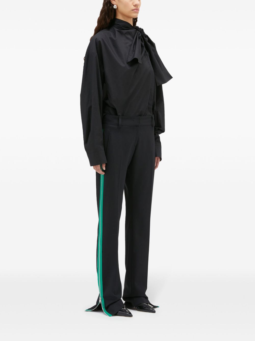 MSGM Straight broek met rits aan de zijkant - Zwart