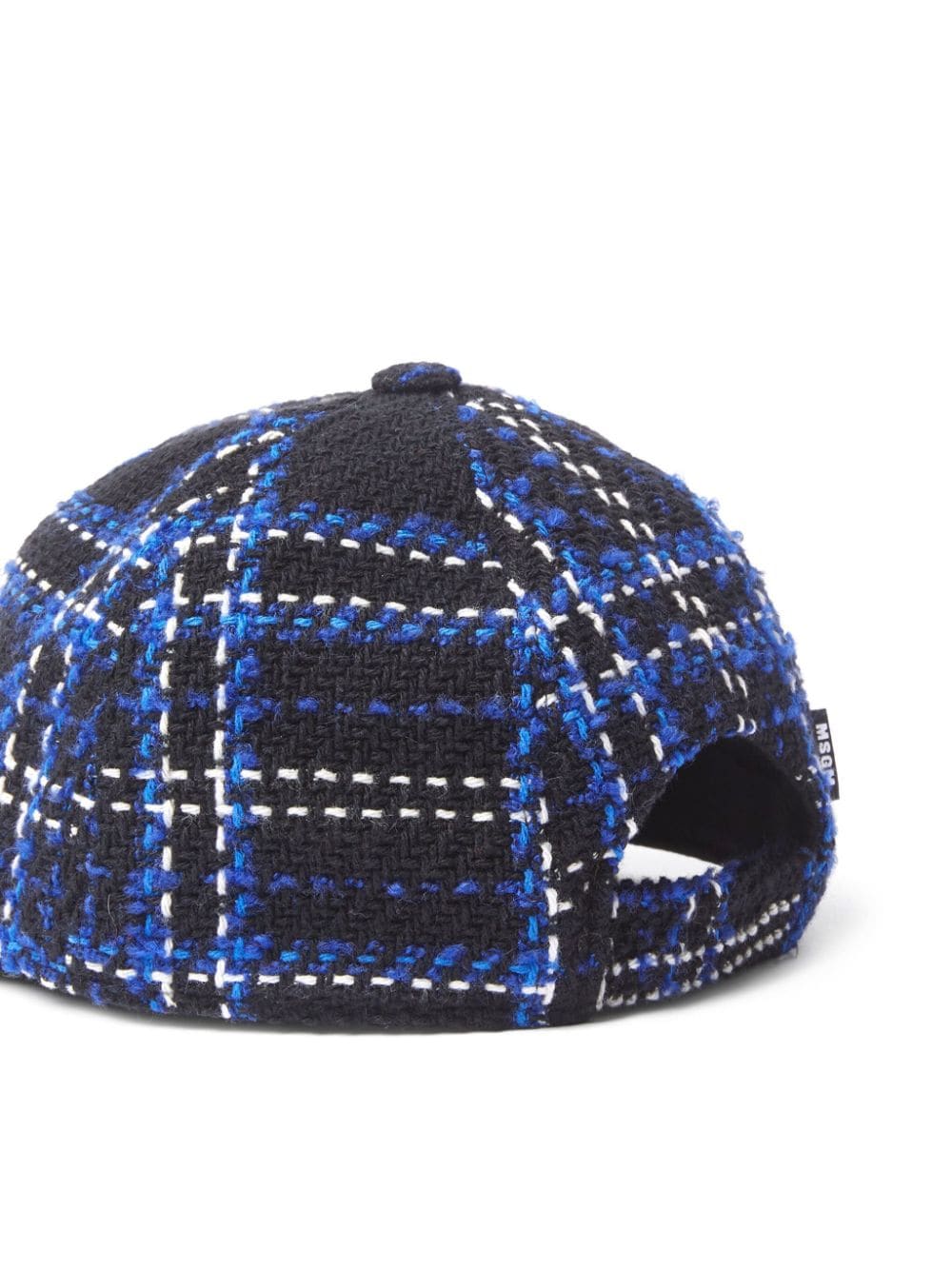 Shop Msgm Plaid-embroidered Baseball Cap In Black