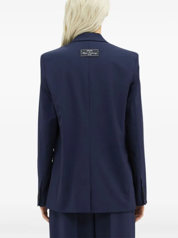 【送料&関税込】Msgm Single-breasted Blazer With Applique MSGM logo-appliqué single-breasted Blazer | Blue | FARFETCH