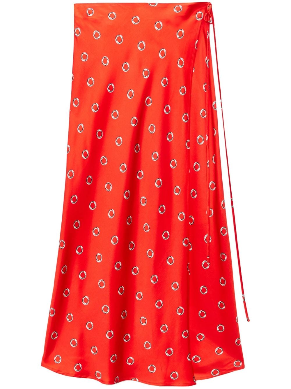 Msgm Ring-print Wrap Skirt In Red
