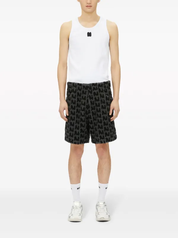 【送料&関税込】MSGM Printed Cotton Shorts MSGM logo-print Cotton Shorts | White | FARFETCH JO