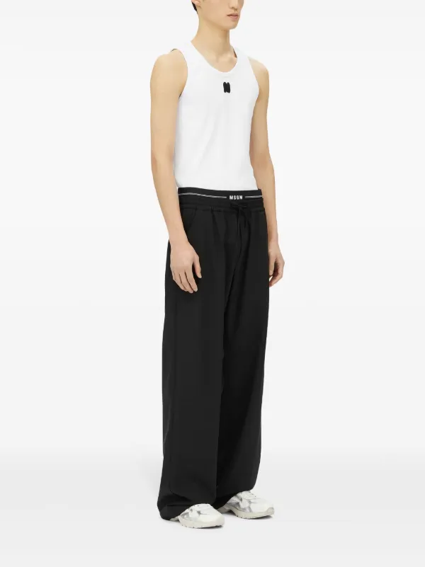 【関税込み】MSGM ブラック Pantalone ラウンジパンツ MSGM Logo Waistband Lounge Trousers | Black | FARFETCH GE