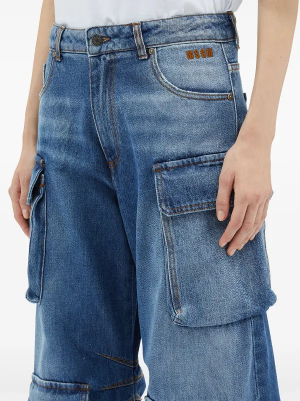【送料&関税込】MSGM Cargo Jeans Indigo Oversized Denim Cargo Pants by MSGM on Sale