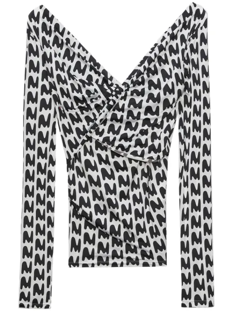 MSGM V-neck all-over logo-print top