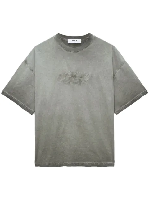 MSGM logo-embroidered faded T-shirt