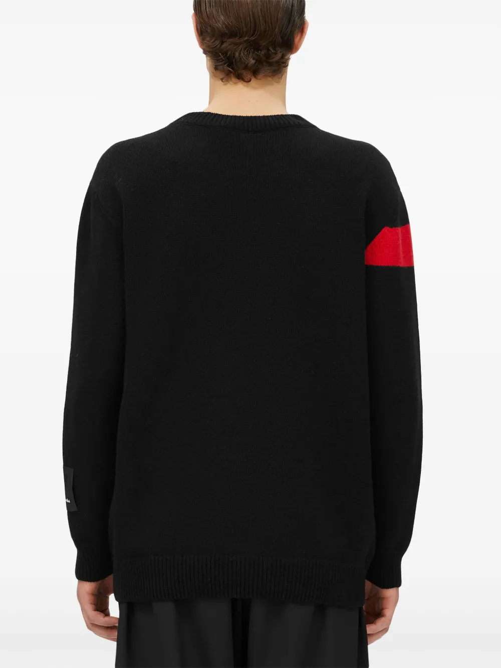 Msgm Logo Appliqué Patched Sleeve Jumper In Black
