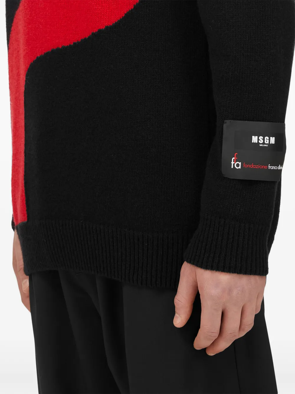 Msgm Logo Appliqué Patched Sleeve Jumper In Black