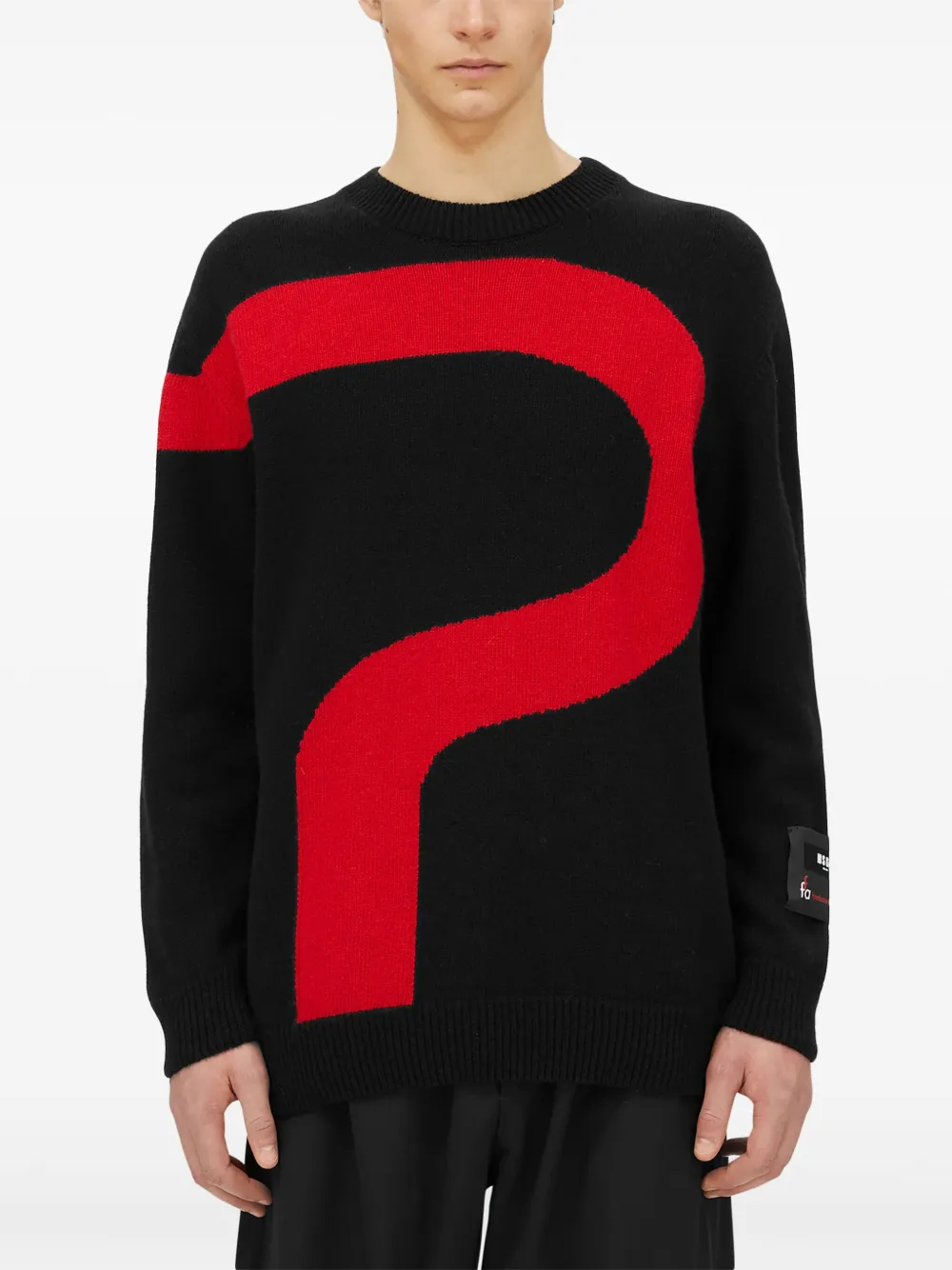 Msgm Logo Appliqué Patched Sleeve Jumper In Black