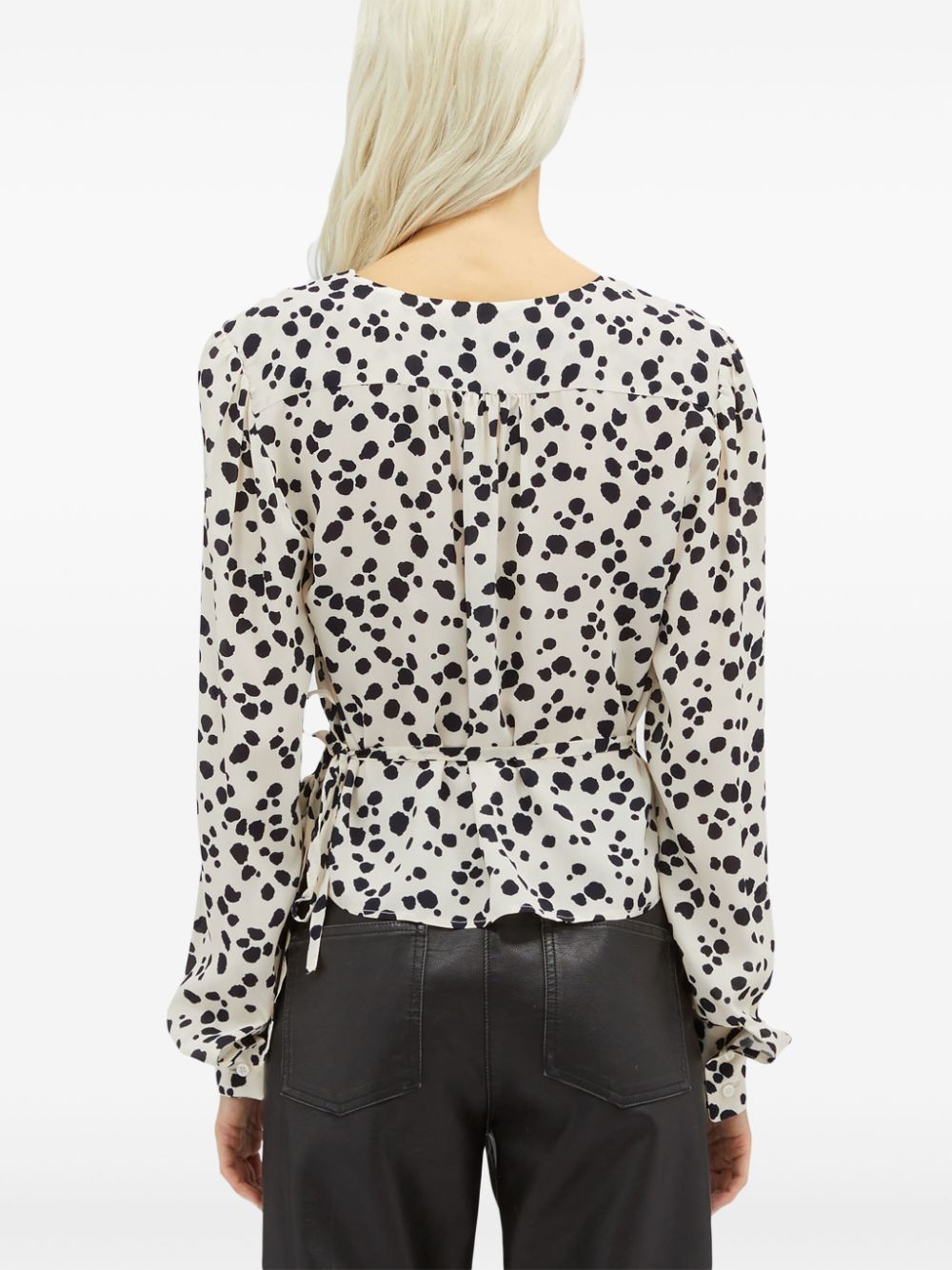 Shop Msgm Polka Dot-print V-neck Blouse In Neutrals