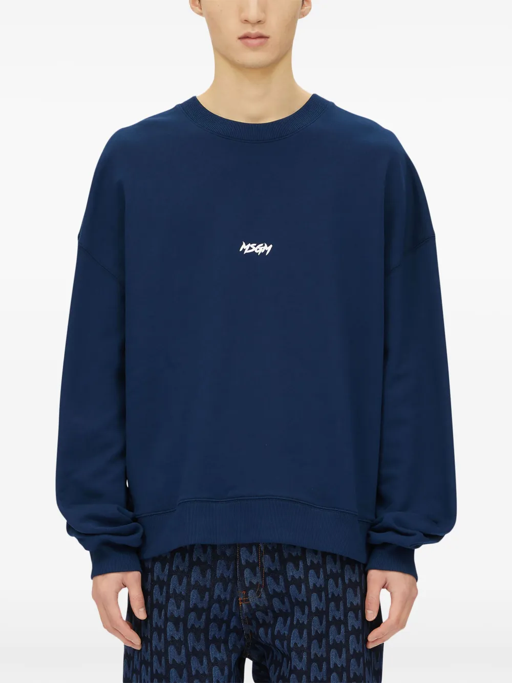 MSGM Sweater met logoprint en lange mouwen Blauw