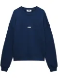 MSGM extra-long sleeves logo-printed sweatshirt - Blue