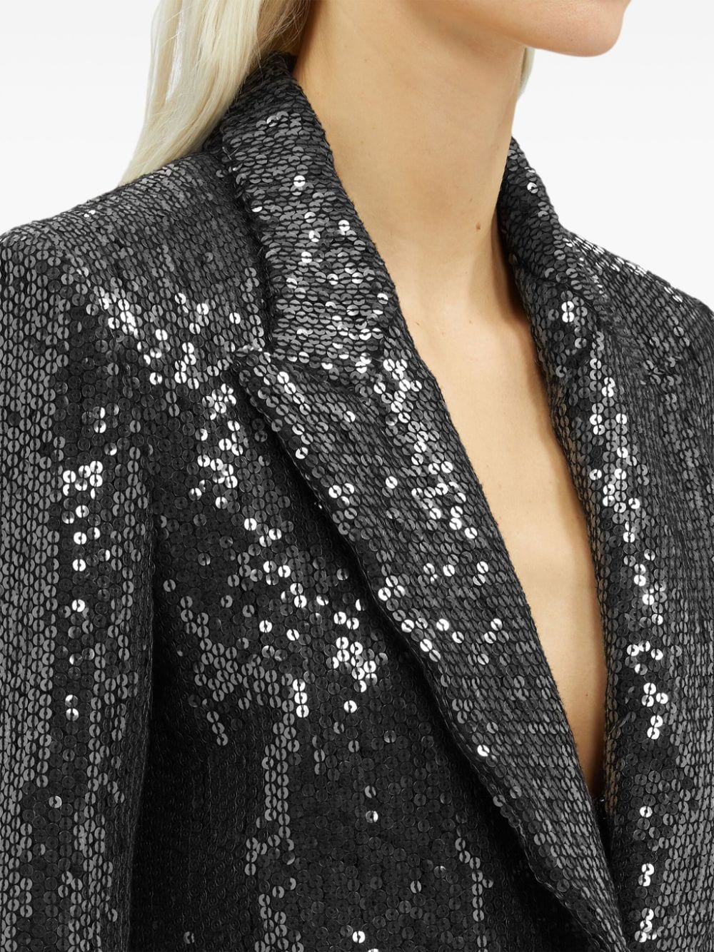 Shop Msgm Sequin-embellished Single-breasted Blazer In Black