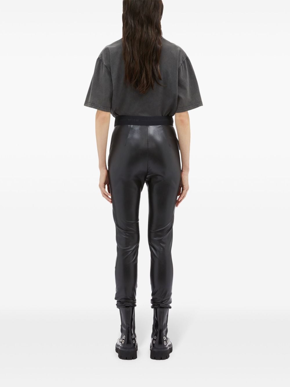 Shop Msgm Skinny Leather Leggings In Black