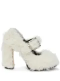 MSGM faux-fur buckled pumps - White