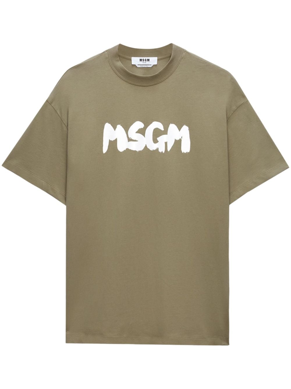 Msgm Brushed-logo T-shirt In Gold