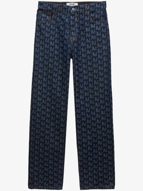MSGM monogram-print cotton jeans