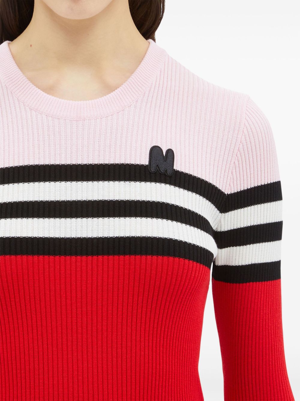 MSGM Gestreepte trui met geborduurd logo Rood