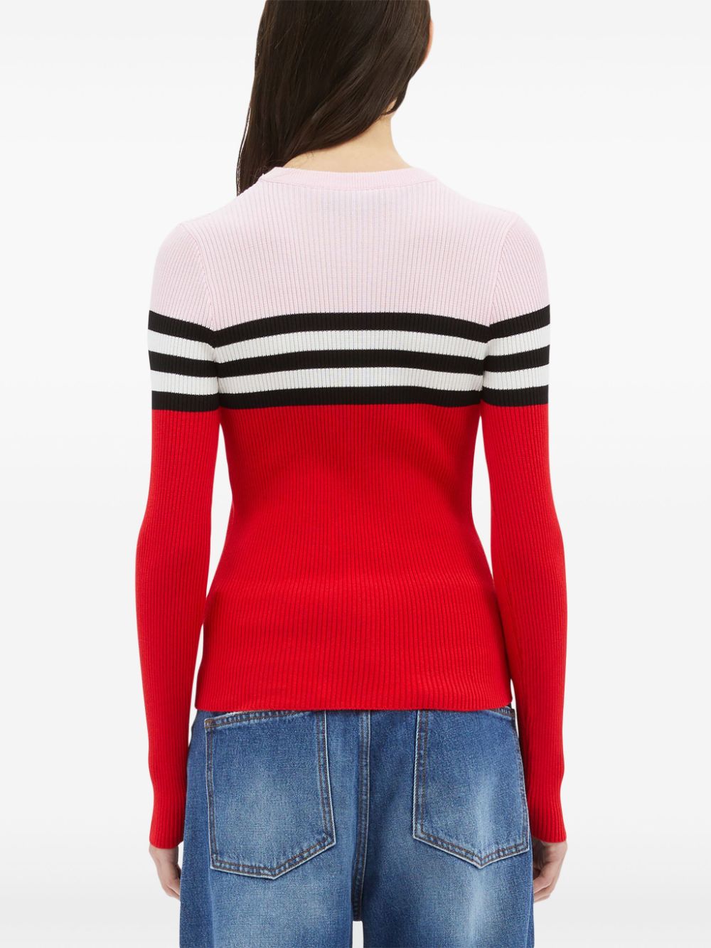 MSGM Gestreepte trui met geborduurd logo Rood