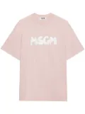 MSGM Brushed-logo cotton T-shirt - Pink