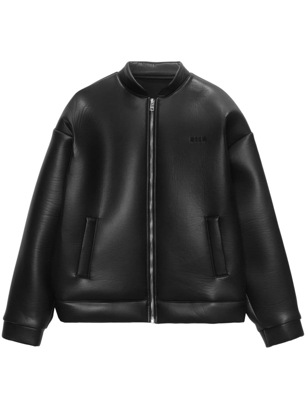 Msgm Logo-embroidered Jacket In Black