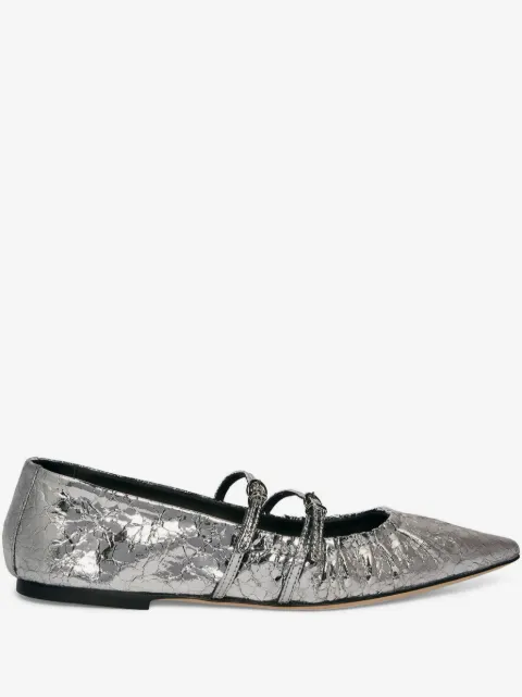 MSGM metallic-finish ballerina shoes 