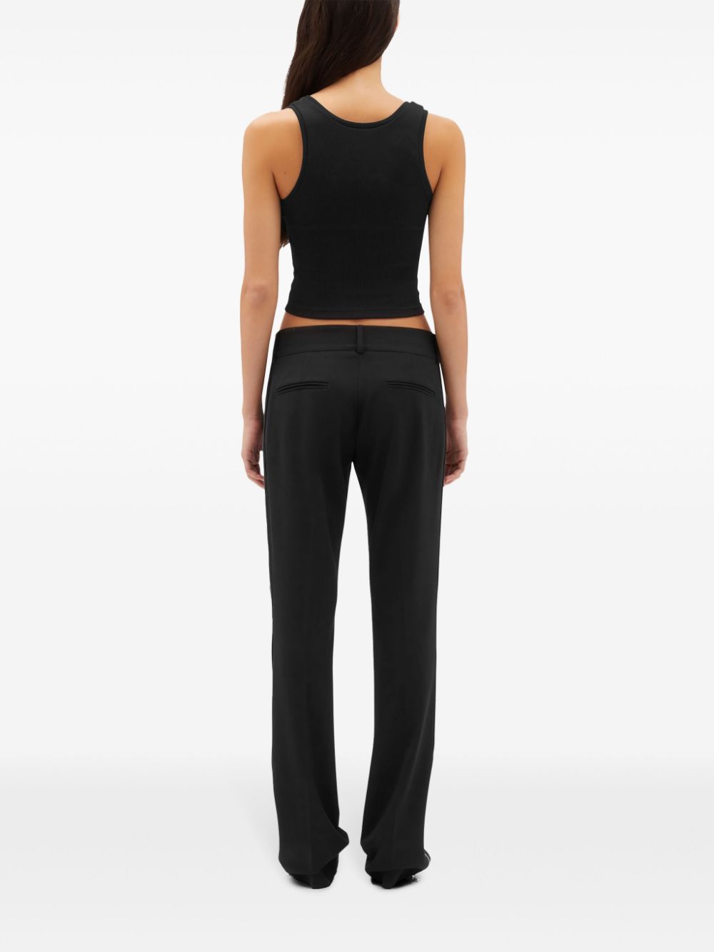 Shop Msgm Side-zip Straight Trousers In Black