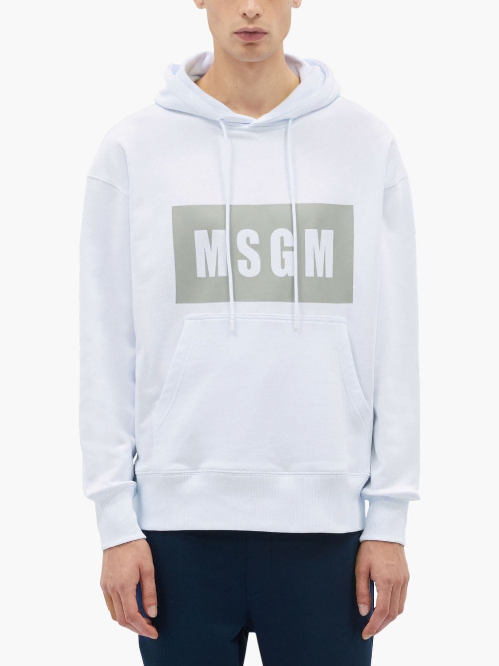 MSGM logo-print cotton hoodie - Wit