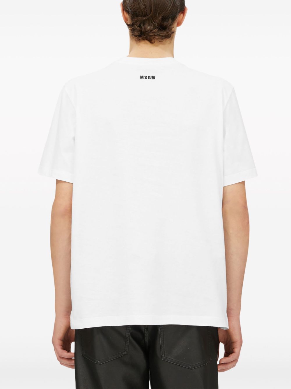 Shop Msgm Logo-appliqué T-shirt In White