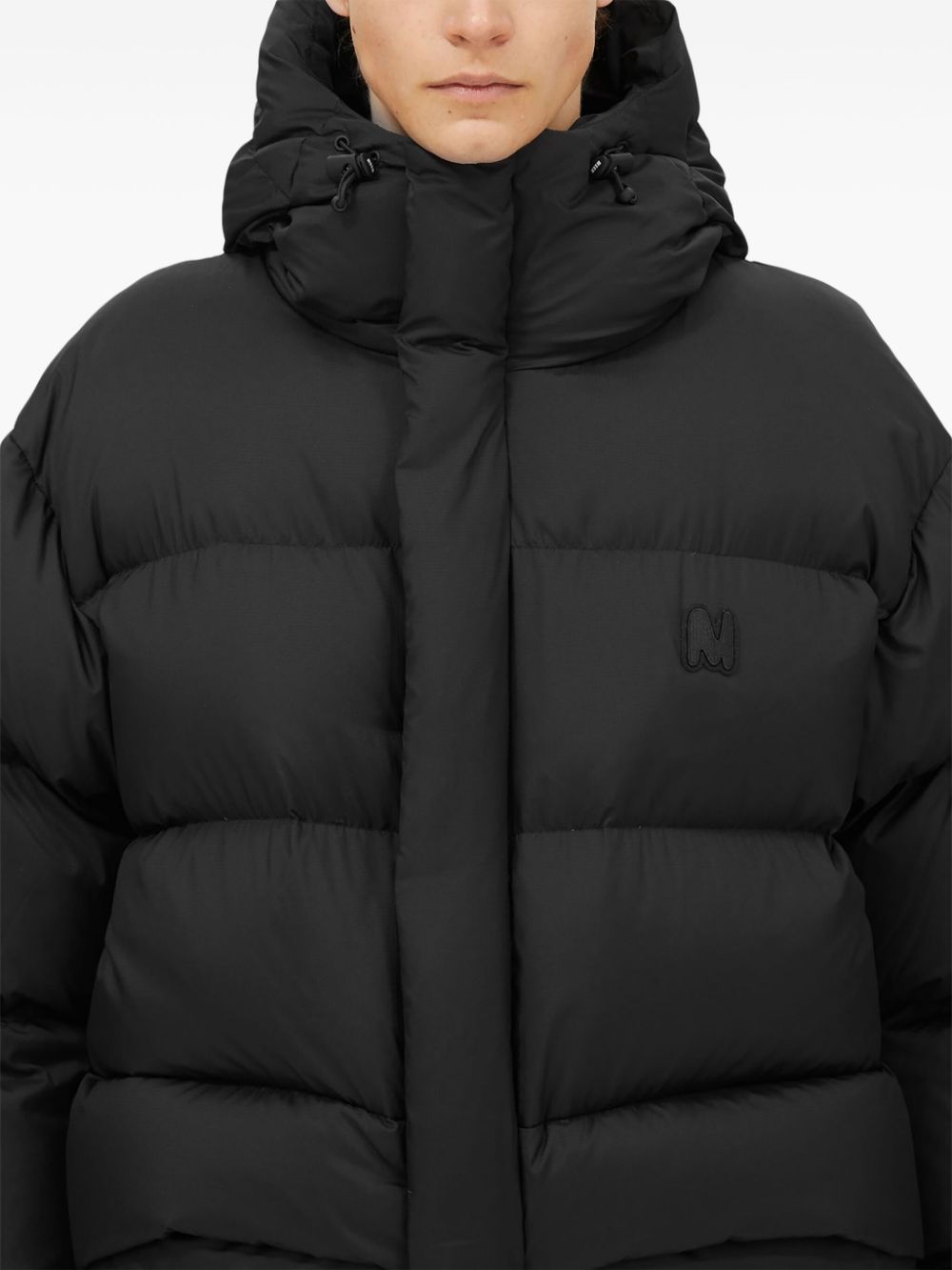 Shop Msgm Hooded Padded Jacket In Black