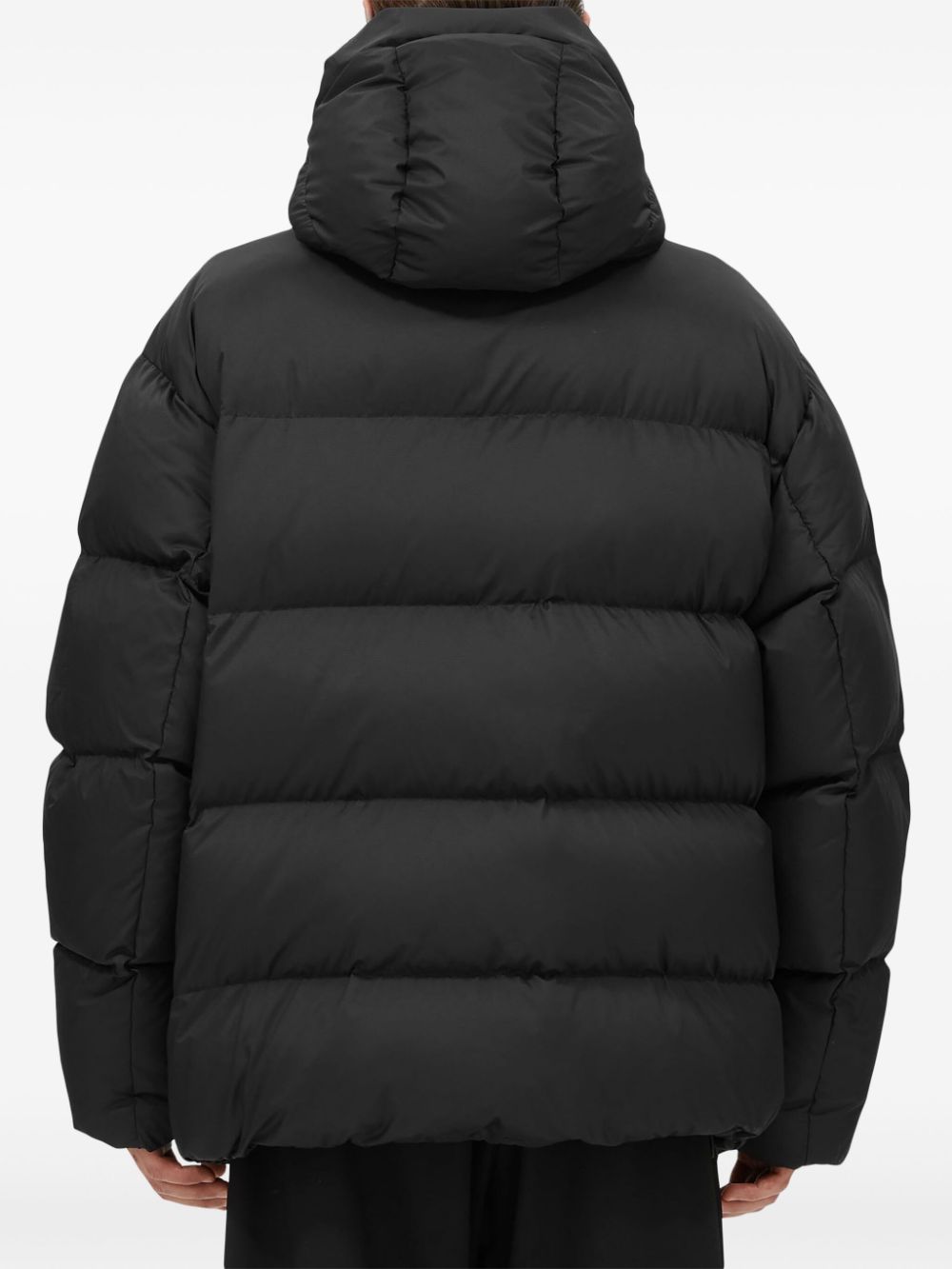 Shop Msgm Hooded Padded Jacket In Black