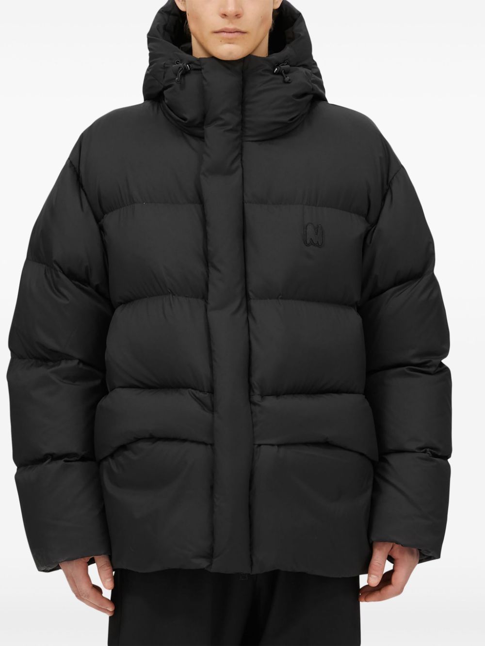 Shop Msgm Hooded Padded Jacket In Black