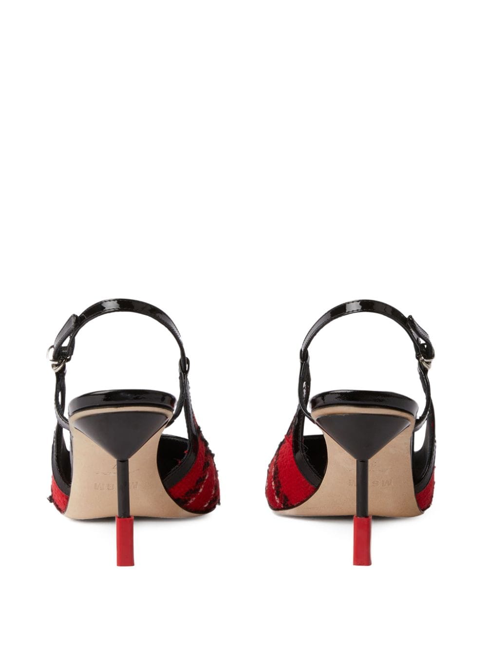 Shop Msgm Slingback Tweed Pumps In Rot